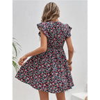 Petite floral ruffle midi dress