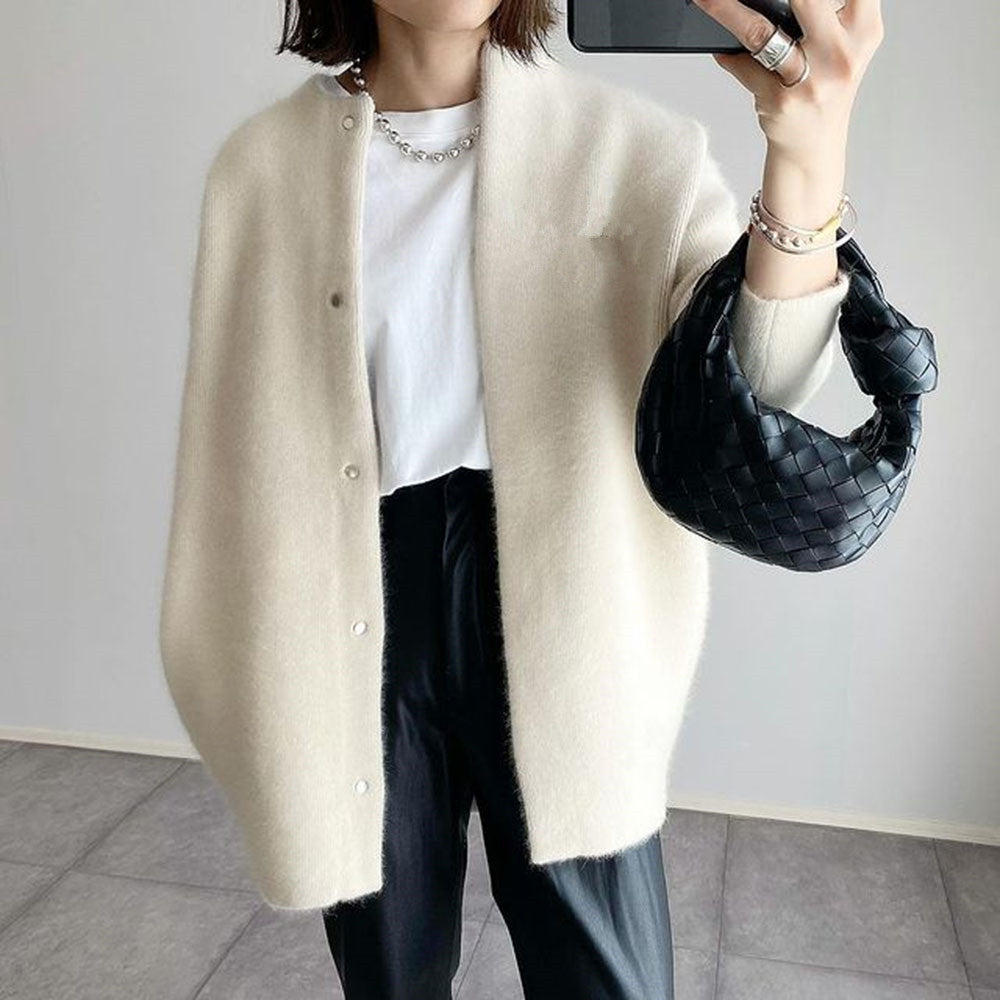Round Neck Single Breasted Cardigan