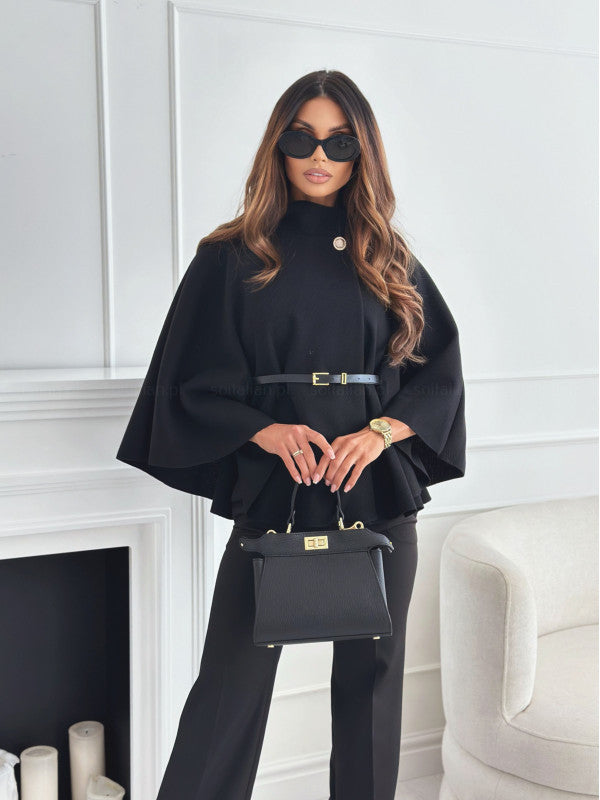 Batwing Sleeve Wool Blend Outerwear