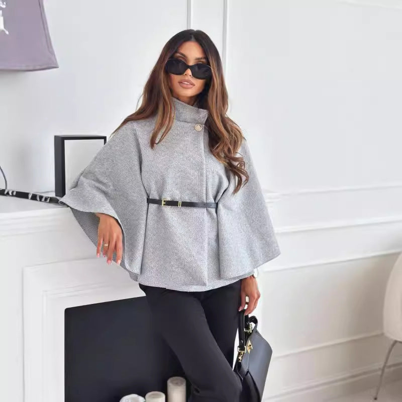 Batwing Sleeve Wool Blend Outerwear