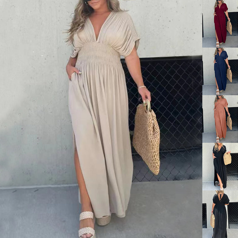 V-Neck Slit Dress