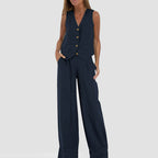 Casual Sleeveless Top with Straight Pants