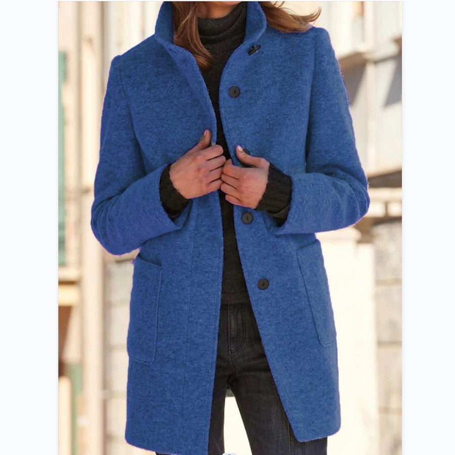 Stand Collar Wool Coat