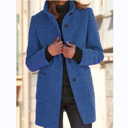 Stand Collar Wool Coat