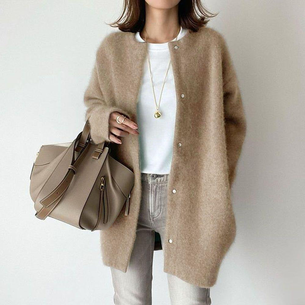 Round Neck Single Breasted Cardigan