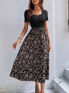 Classic floral scoop-neck maxi dress