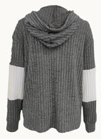 Casual colorblock hooded zip jacket