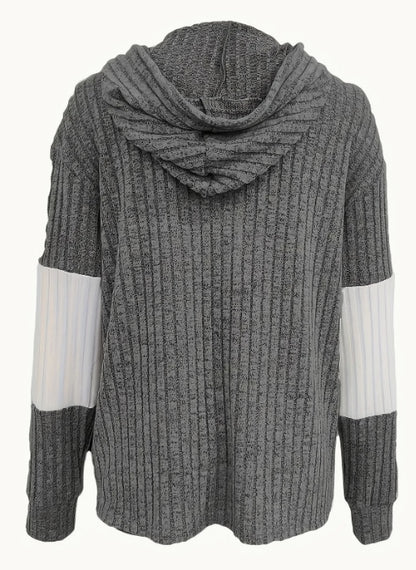Casual colorblock hooded zip jacket