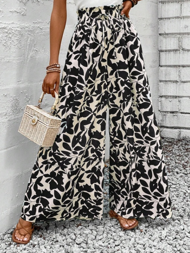 Wide-leg summer linen pants
