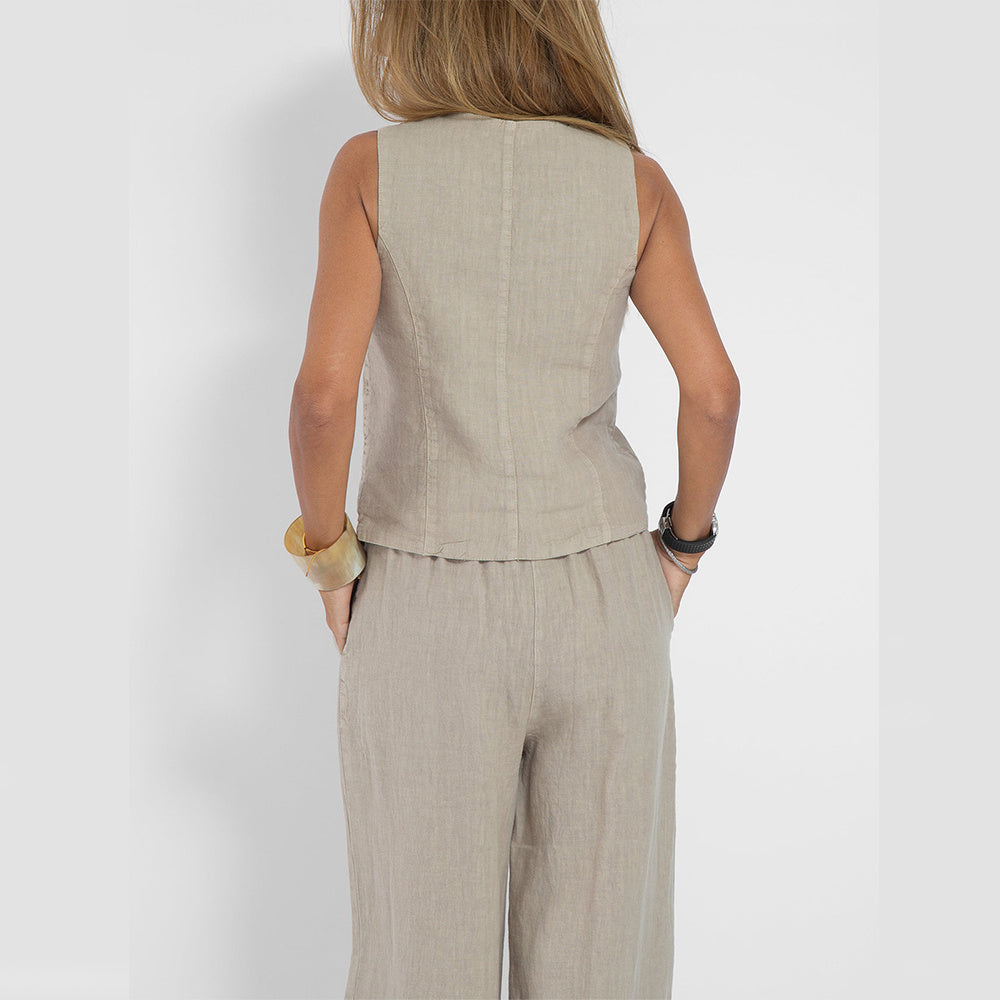 Casual Sleeveless Top with Straight Pants