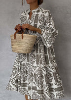 Autumn V-neck ruffle shirt dress