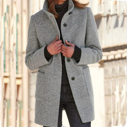 Stand Collar Wool Coat