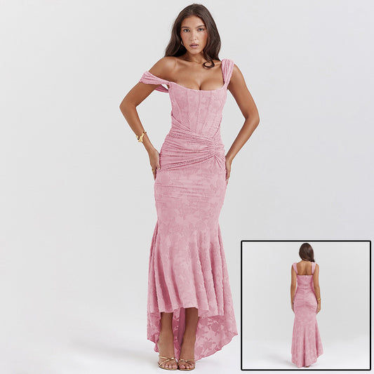 Off-shoulder backless cocktail dress