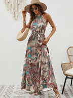 Bohemian retro halter maxi dress