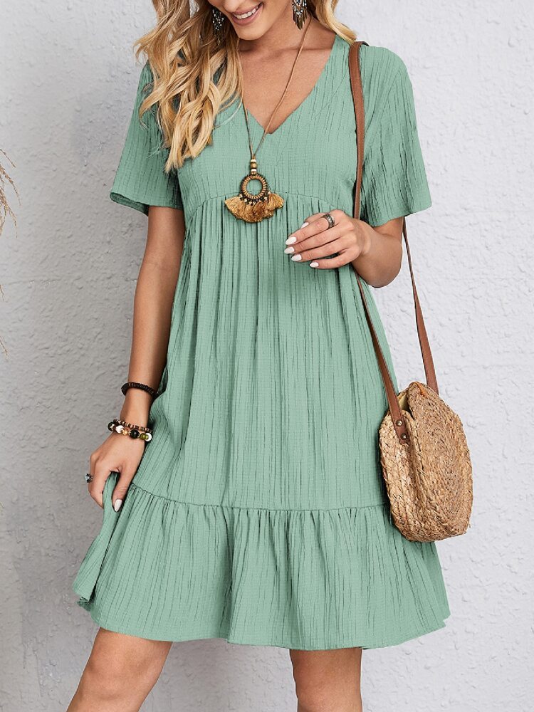 V-Neck Ruffle Summer Dress