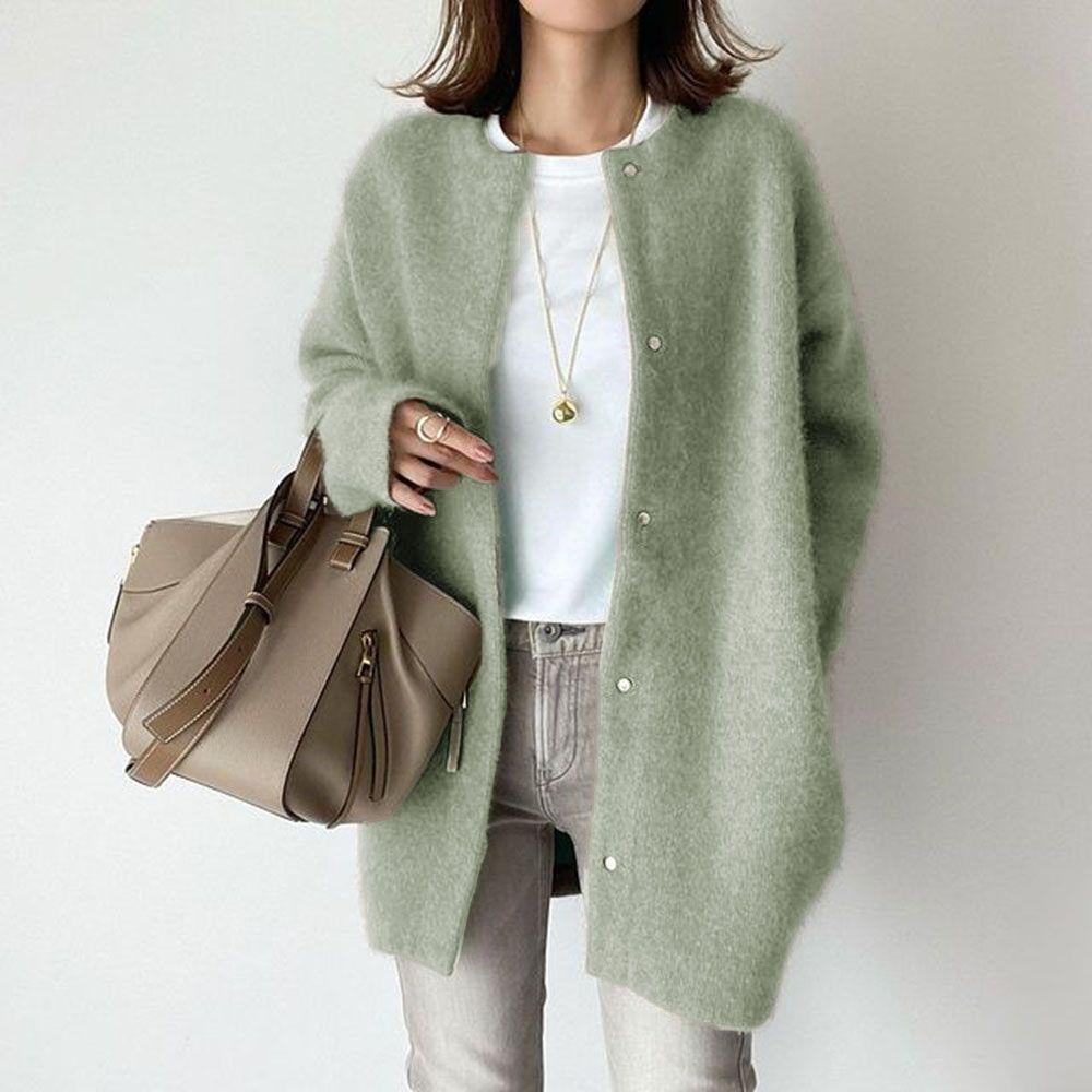Round Neck Single Breasted Cardigan