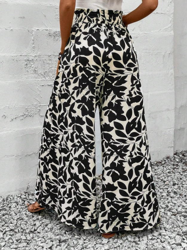 Wide-leg summer linen pants