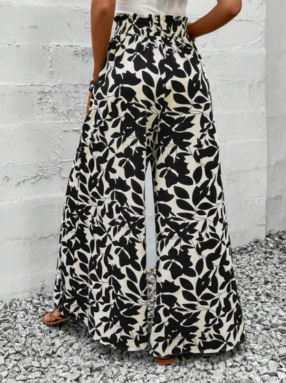 Wide-leg summer linen pants