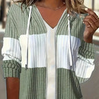 Casual colorblock hooded zip jacket