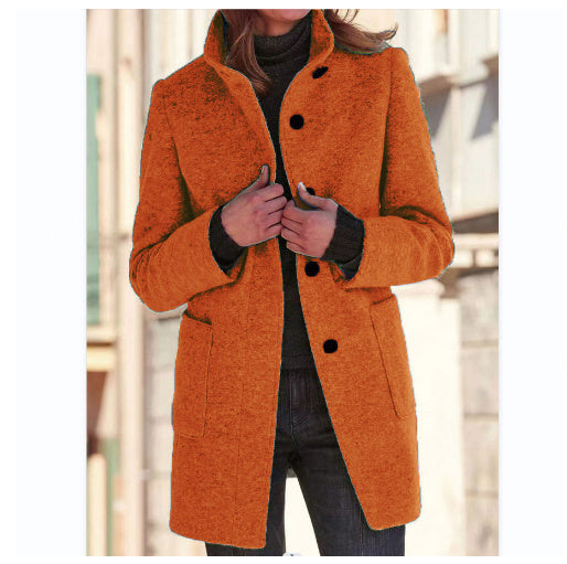 Stand Collar Wool Coat