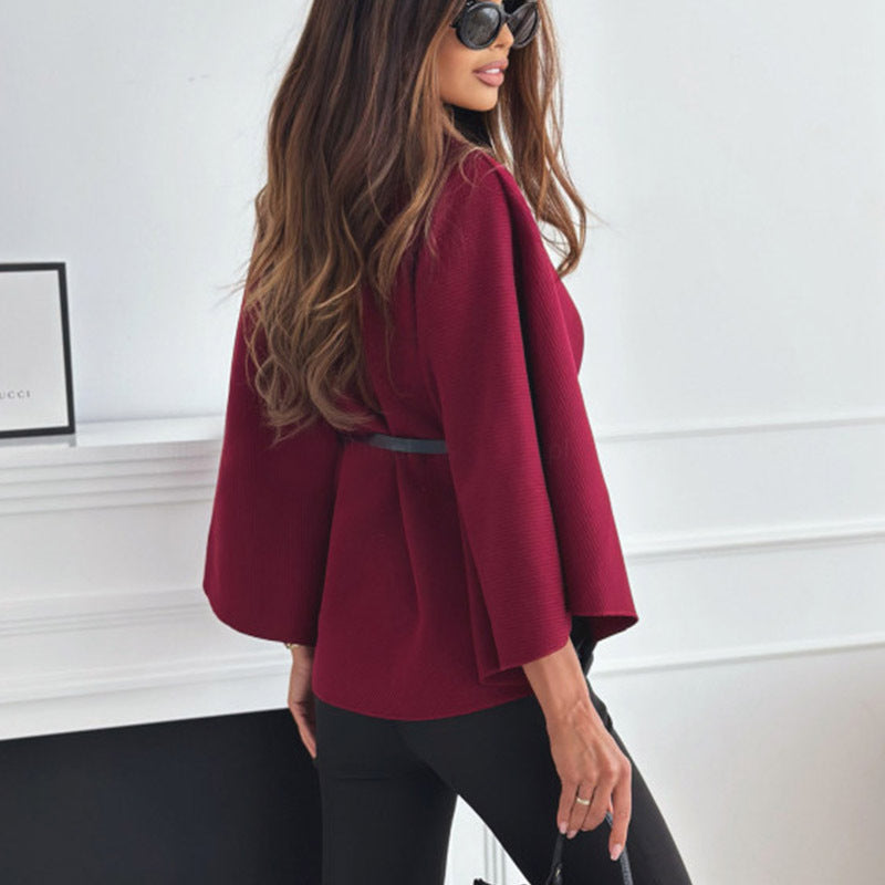 Batwing Sleeve Wool Blend Outerwear