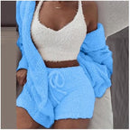 Cozy homewear long-sleeve crop top & shorts