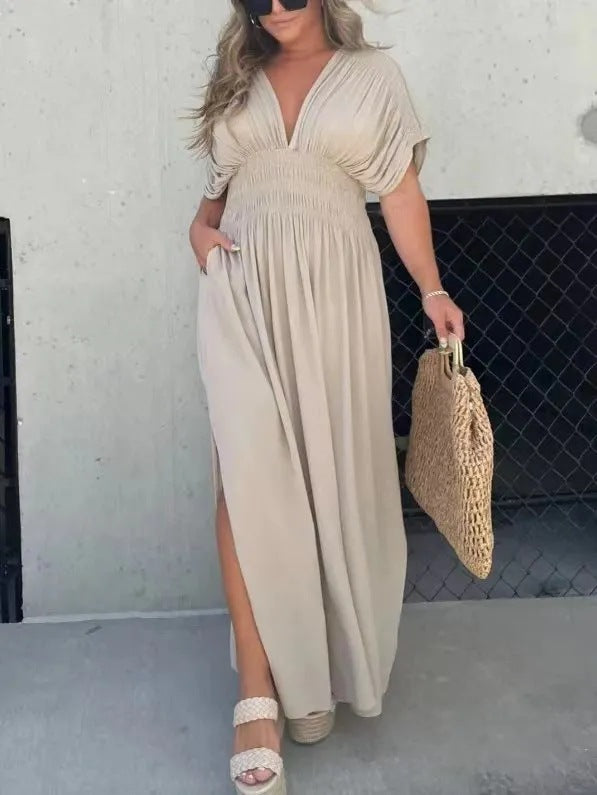 V-Neck Slit Dress