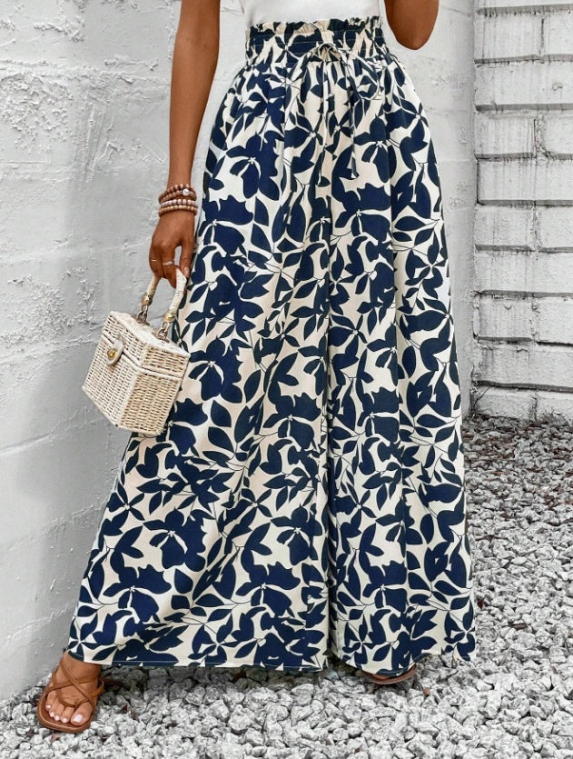 Wide-leg summer linen pants