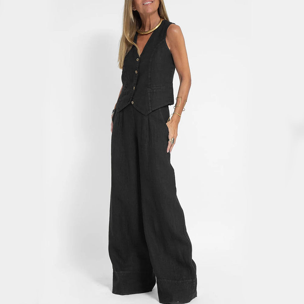 Casual Sleeveless Top with Straight Pants