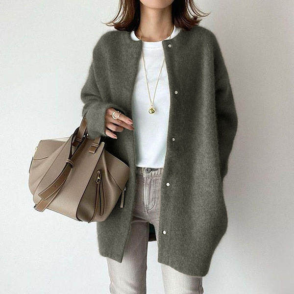 Round Neck Single Breasted Cardigan