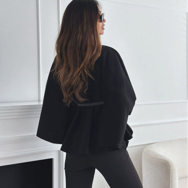 Batwing Sleeve Wool Blend Outerwear