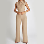 Casual Wide Leg Jumpsuit with V-Neck
