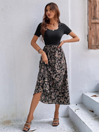 Classic floral scoop-neck maxi dress