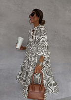 Autumn V-neck ruffle shirt dress