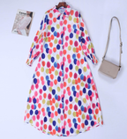 Button-down floral maxi dress with high slit