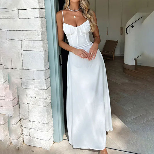 A-line dress with lace-up back detail