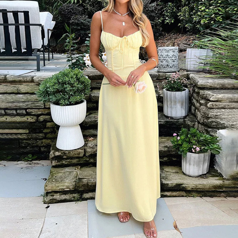 A-line dress with lace-up back detail