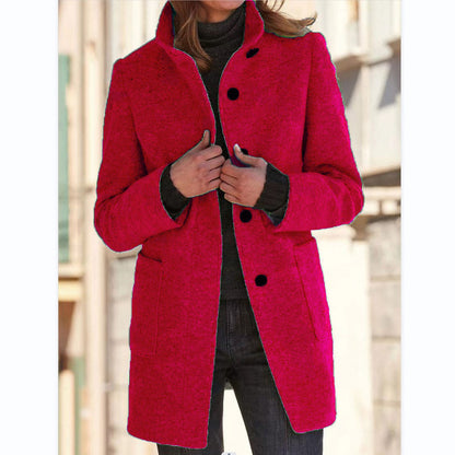 Stand Collar Wool Coat