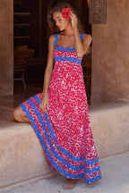 Floral A-line beach sundress with straps