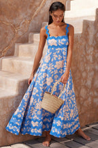 Floral A-line beach sundress with straps