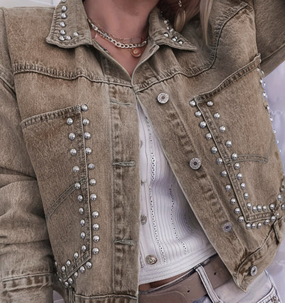 Casual stud rivet jean jacket