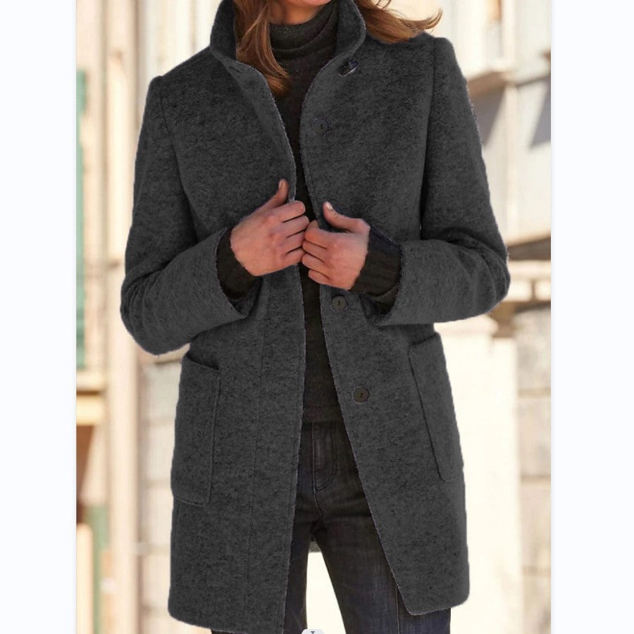 Stand Collar Wool Coat