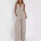 Casual Sleeveless Top with Straight Pants