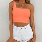 One-shoulder cropped tank top