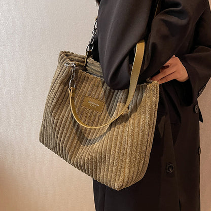Corduroy Everyday Tote Shoulder Bag for Women