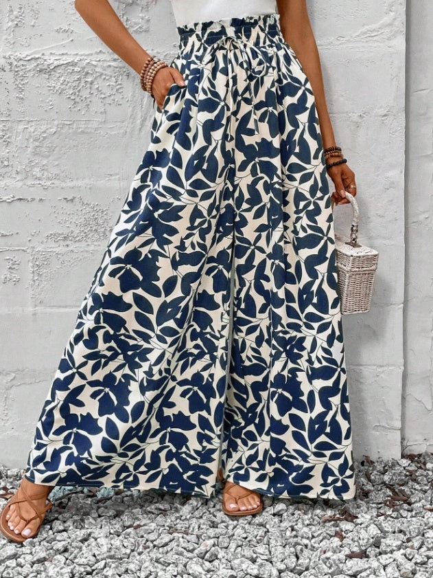 Wide-leg summer linen pants