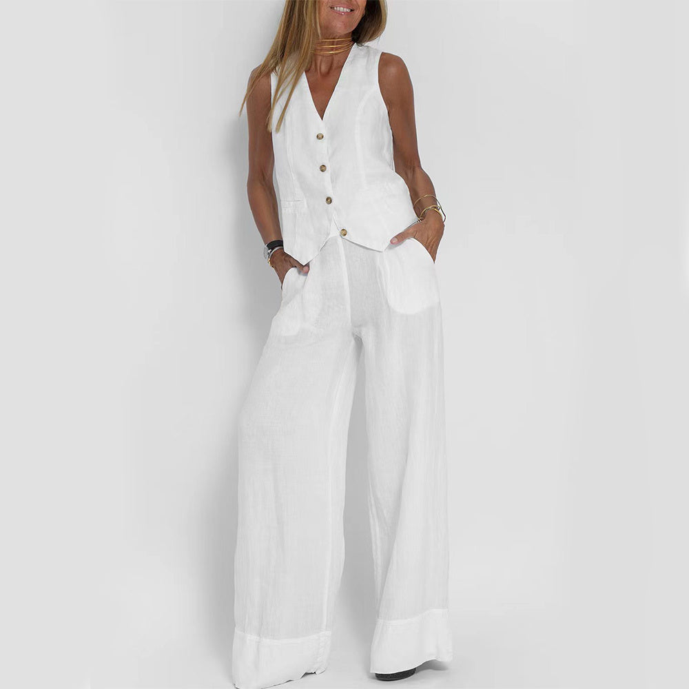 Casual Sleeveless Top with Straight Pants