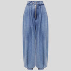 High-waist zipper denim harem pants