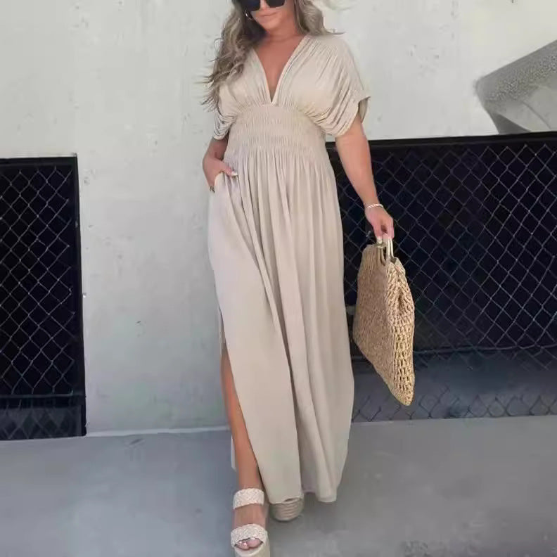 V-Neck Slit Dress