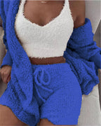 Cozy homewear long-sleeve crop top & shorts